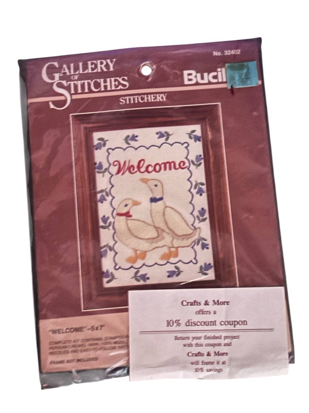Vintage 90’s Bucilla Stitchery Embroidery Kit 32402 Welcome Goose 5x7